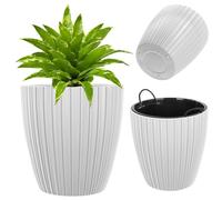 KADAX Cache-pot Ø 24 cm avec insert intérieur, pot de fleurs rond, pot de fleurs en plastique, pot de fleurs pour l'intérieur et l'extérieur, cache-pot (blanc)