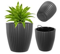 KADAX Cache-pot Ø 24 cm avec insert intérieur, pot de fleurs rond, pot de fleurs en plastique, pot de fleurs pour l'intérieur et l'extérieur, cache-pot (anthracite)
