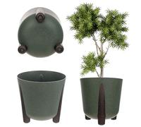 KADAX Cache-pot avec insert intérieur, pot de fleurs rond en plastique pour l'intérieur et l'extérieur (vert, 34 cm), K9927