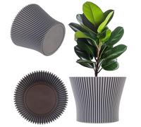 KADAX Cache-pot en plastique, pot de fleurs au design moderne, pot de plantation pour plantes d'intérieur, pot à herbes pour intérieur et extérieur (gris, 19 cm)