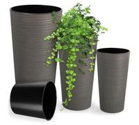 KADAX Pots de fleurs "Latina", cache-pot avec doublure amovible, protection pour pots de fleurs, pots de fleurs, 19 + 25 + 30 cm, Gris