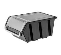 KADAX Caisse empilable avec Couvercle, boîte de Rangement en Plastique PP, boîte de Rangement dans différentes Tailles et Couleurs, boîtes de Rangement avec Rabat (Noir, 230 x 160 mm)