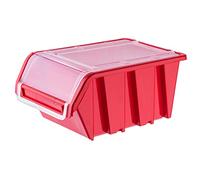KADAX Caisse empilable avec Couvercle, boîte de Rangement en Plastique PP, boîte de Rangement dans différentes Tailles et Couleurs, boîtes de Rangement avec Rabat (Rouge, 490 x 298 mm)
