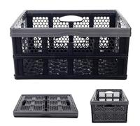 KADAX Caisse pliante en plastique - 47 x 34 x 21,5 cm - Avec poignées - Panier pliable - Panier de rangement pour bureau (noir/gris)