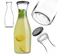 KADAX Carafe en verre de 1 l, bouteille en verre avec bouchon à vis, carafe vide à remplir, bouteilles de liqueur, carafe à eau en verre, bouteilles pour eau et jus