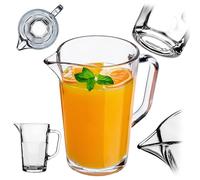 KADAX Carafe en verre de 1 l, carafe en verre robuste, carafe à eau avec bec verseur et poignée pratique, carafe en verre pour boissons froides, jus, lait, thé glacé, transparent (Tim)