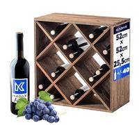 KADAX Casier à vin en bois, 52 x 25,5 x 52 cm, grande étagère pour nombreuses bouteilles, support rustique, étagère peu encombrante, armoire stable
