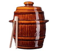 KADAX Casserole en céramique dense avec couvercle - Passe au lave-vaisselle - Faite à la main - Pot à fermentation en céramique - Marmite pour concombres et choucroute (5 l)