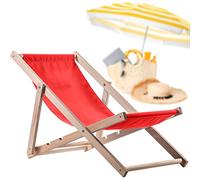 KADAX Chaise Longue Pliable en Bois pour se Détendre Confortablement à la Plage, sur Le Balcon ou dans Le Jardin, Transat Pliant d'Extérieur (Rouge)
