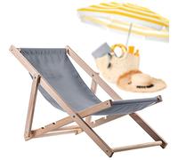KADAX Chaise Longue Pliable en Bois pour se Détendre Confortablement à la Plage, sur Le Balcon ou dans Le Jardin, Transat Pliant d'Extérieur (Gris)
