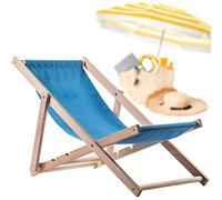 KADAX Chaise Longue Pliable en Bois pour se Détendre Confortablement à la Plage, sur Le Balcon ou dans Le Jardin, Transat Pliant d'Extérieur (Bleu)