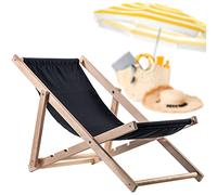 KADAX Chaise Longue Pliable en Bois pour se Détendre Confortablement à la Plage, sur Le Balcon ou dans Le Jardin, Transat Pliant d'Extérieur (Noir)