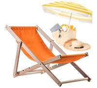 KADAX Chaise Longue Pliable en Bois pour se Détendre Confortablement à la Plage, sur Le Balcon ou dans Le Jardin, Transat Pliant d'Extérieur (Orange)