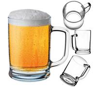 KADAX Chope à bière de 0,5 l, verre à bière avec anse, grande chope à bière en verre à paroi épaisse, verres à bière au design classique, chope en verre pour bière