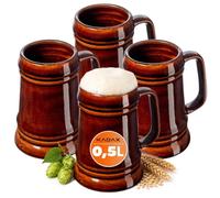 KADAX Chope à bière en céramique, passe au lave-vaisselle, avec poignée pratique, chope en pierre pour vin, bière, vin chaud et miel liquide (4, 500 ml)
