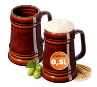 KADAX Chope à bière en céramique, passe au lave-vaisselle, avec poignée pratique, chope en pierre pour vin, bière, vin chaud et miel liquide (2, 500 ml)