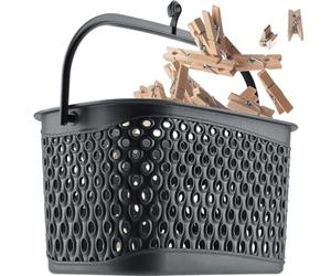 KADAX Classique Panier à Pinces à Linge, Panier à Pinces pour Corde à Linge, Panier à Pinces à Suspendre, Sac à Pinces à Linge, Petit Panier avec Crochet (Gris)