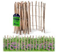 KADAX Cloture a Piquets en Bois de Noisetier pour Jardin, Ganivelle Naturelle et Durable pour Delimitation de l'Espace Exterieur (7-9 cm, 100 x 500 cm)