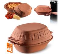 KADAX Cocotte en argile avec couvercle pour micro-ondes et four, cuiseur vapeur en matériaux naturels, plat à gratin pour une cuisson sans graisse, cocotte (ovale, 4 l), K8756