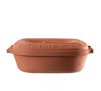 KADAX Cocotte ovale en argile avec couvercle et poignées latérales, cuiseur vapeur en matériaux naturels, plat à gratin pour une cuisson sans graisse, casserole à rôtir (5 l)