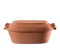 KADAX Cocotte ovale en terre cuite, Casserole en céramique avec couvercle et poignées latérales, Cuiseur vapeur naturel