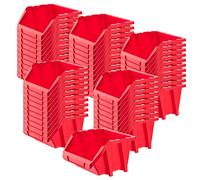 KADAX Coffret d'atelier, petite boîte de tri en plastique PP, boîte de stockage transparente disponible en différentes tailles et couleurs, boîtes de rangement pour mur d'outils (Rouge, lot de 50