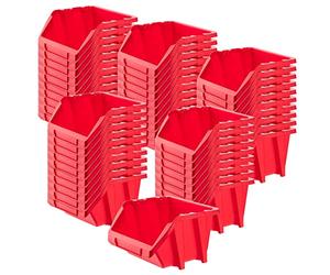 KADAX Coffret d'atelier, petite boîte de tri en plastique PP, boîte de stockage transparente disponible en différentes tailles et couleurs, boîtes de rangement pour mur d'outils (Rouge, lot de 50