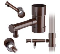 KADAX Collecteur d'eau de pluie 90 mm pour tuyau de descente, voleur de pluie avec valve intégrée, collecteur d'eau en plastique de qualité supérieure, voleur d'eau (marron)