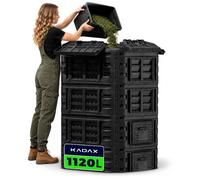 KADAX Composteur de Jardin 1120L, Grand Bac à Compost pour Une Gestion Écologique et Efficace des Déchets Organiques en Espace Extérieur (Noir)