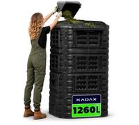 KADAX Composteur de Jardin 1260L, Grand Bac à Compost pour une Gestion Écologique et Efficace des Déchets Organiques en Espace Extérieur (Noir)