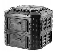 KADAX Composteur modulaire en plastique "Nybro", Composteur thermique avec couvercle rabattable, noir, 600L