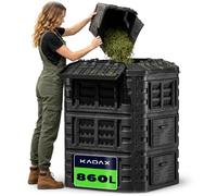 KADAX Composteur modulaire en plastique "Nybro", composteur thermique avec couvercle rabattable, noir, 860L