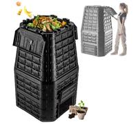 KADAX Composteur de jardin en plastique, composteur pour déchets de jardin, poubelle à compost avec ventilation, bac à compost avec irrigation goutte à goutte, composteur rapide (noir, 1050 l)