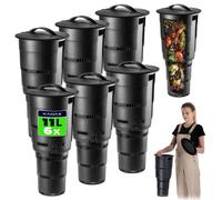 KADAX Composteur de jardin enterré en plastique, noir, 6 pièces