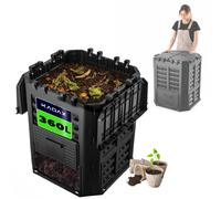 KADAX Composteur en plastique "Boko", résistant aux intempéries avec couvercle, noir, 360L