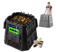 KADAX Composteur en plastique "Boko", résistant aux intempéries avec couvercle, noir, 480L
