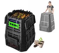 KADAX Composteur en plastique "Boko", résistant aux intempéries avec couvercle, noir, 740L