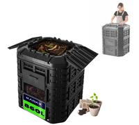 KADAX Composteur modulaire en plastique "Nybro", composteur thermique avec couvercle rabattable, noir, 860L