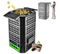 KADAX Composteur modulaire pour déchets de jardin, Composteur de jardin en plastique, noir, 1250L