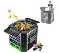 KADAX Composteur modulaire pour déchets de jardin, composteur de jardin en plastique, noir, 650L