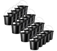 KADAX Lot de 20 seaux de construction en plastique de 5 l Pour le jardin et le chantier Seau à eau et à ciment solide Noir