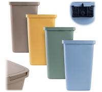 KADAX Conteneur de déchets 25 l, lot de 4 poubelles en plastique avec couvercle et poignée, corbeille pour la séparation des déchets, poubelle avec couvercle à charnière (brun, vert, jaune, bleu)