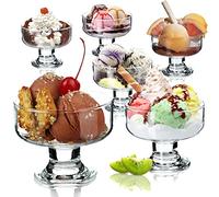 KADAX Coupes à Glace en Verre, Verres à Pied pour le Service Élégant des Crèmes Glacées, Sorbets, Puddings, Parfaits et Autres Délices Dessert (Lot de 6, 180ml)