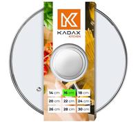 KADAX couvercle casserole en verre 16 cm - poignée argentée - cuisson quotidienne sur casseroles et poêles - trou vapeur pour limiter les débordements sans soulever le couvercle