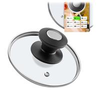 KADAX couvercle casserole en verre 16 cm - poignée noir et argent - pour cuisson quotidienne sur casseroles et poêles - trou vapeur pour limiter les débordements sans soulever le couvercle