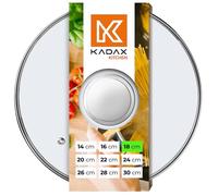 KADAX couvercle casserole en verre 18 cm - poignée argentée - pour la cuisson quotidienne sur casseroles et poêles - trou vapeur pour limiter les débordements sans soulever le couvercle