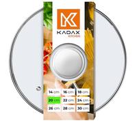 KADAX couvercle casserole en verre 20 cm - poignée argentée - pour cuisson quotidienne sur casseroles et poêles - trou vapeur pour limiter les débordements et cuisson visible sans soulever le couverc