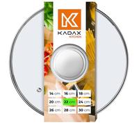 KADAX Couvercle Casserole en Verre 22 cm - poignée argentée - pour Cuisson Quotidienne sur casseroles et poêles - Trou Vapeur pour Limiter Les débordements sans soulever Le Couvercle