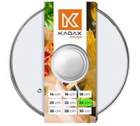KADAX couvercle casserole en verre 24 cm - poignée argentée - pour la cuisson quotidienne en casseroles et poêles - trou vapeur pour moins de débordements sans soulever le couvercle
