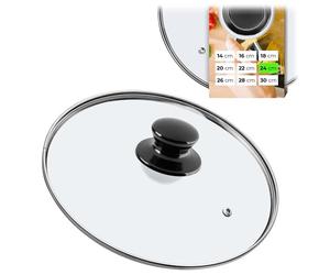 KADAX couvercle casserole en verre 24 cm - poignée noire brillante avec trou vapeur - pour la cuisson quotidienne sur casseroles et poêles - cuisson visible sans soulever le couvercle